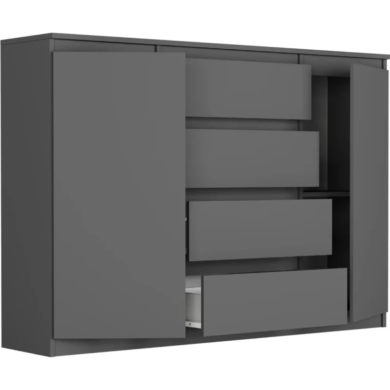 Komoda 140 cm dwudrzwiowa z szufladami EVO antracyt Komoda 140 cm dwudrzwiowa z szufladami EVO antracyt