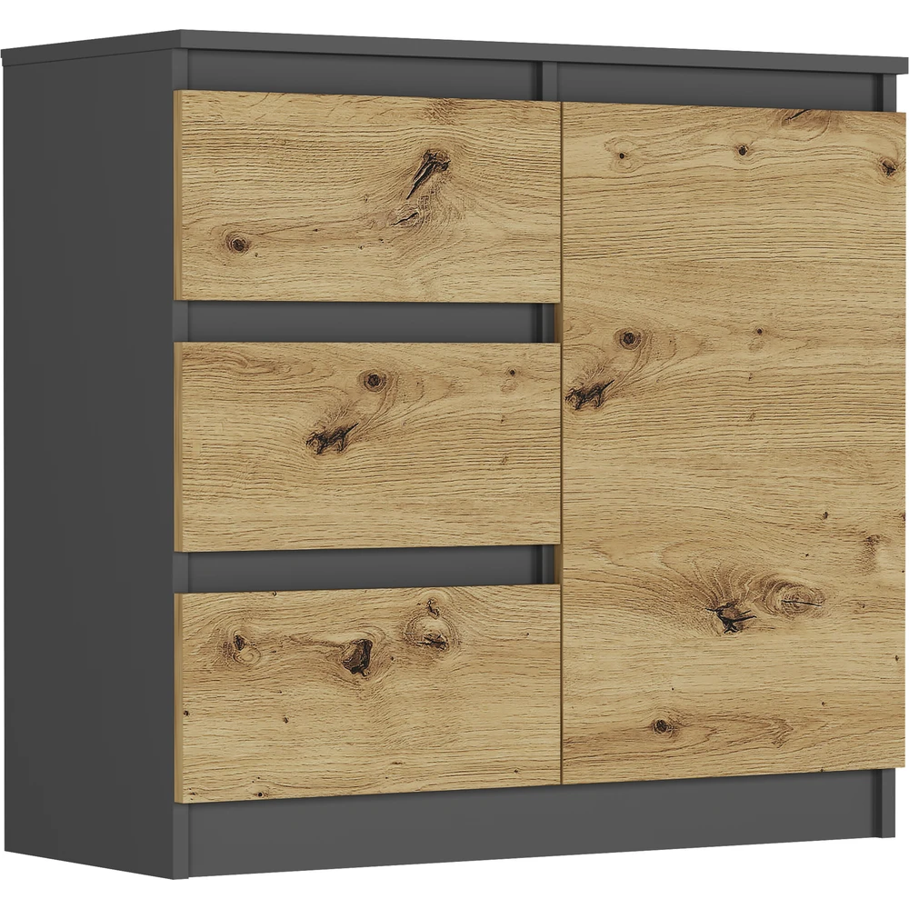 Biała komoda z szufladami 80 cm do salonu EVO Komoda 80 cm z szufladami i drzwiami do salonu EVO