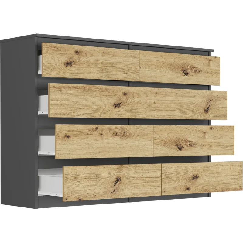 Loftowa komoda 140 cm z ośmioma szufladami EVO do sypialni Loftowa komoda 140 cm z ośmioma szufladami EVO do sypialni