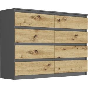 Loftowa komoda 138 cm z ośmioma szufladami Evo do sypialni