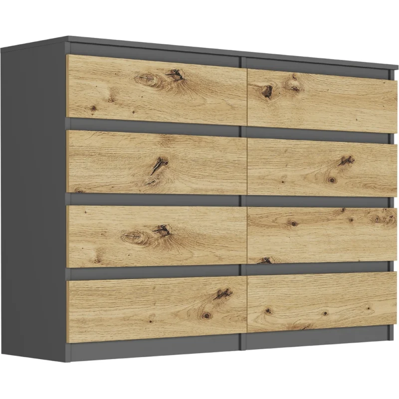 Loftowa komoda 140 cm z ośmioma szufladami EVO do sypialni Loftowa komoda 140 cm z ośmioma szufladami EVO do sypialni