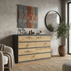 Loftowa komoda 140 cm z ośmioma szufladami EVO do sypialni Loftowa komoda 140 cm z ośmioma szufladami EVO do sypialni