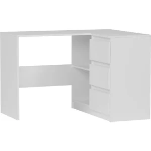 Białe biurko narożne 112 cm z szufladami do biura EVO Białe biurko narożne 112 cm z szufladami do biura EVO