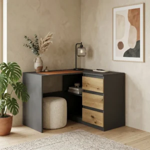 Loftowe biurko narożne 112 cm z szufladami EVO Loftowe biurko narożne 112 cm z szufladami EVO