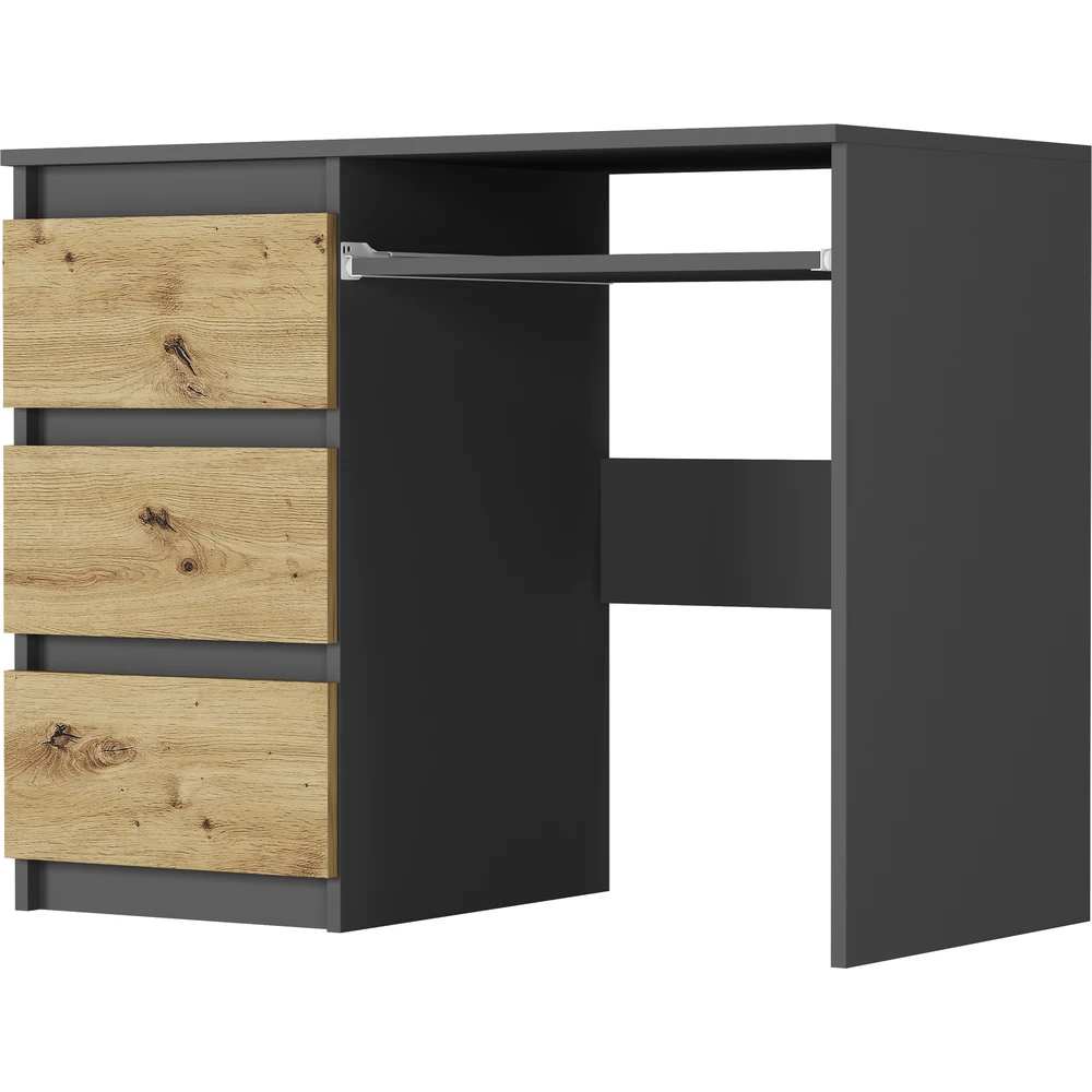 Nowoczesne białe biurko z szufladami 96 cm EVO Loftowe biurko z szufladami 96 cm EVO dąb artisan