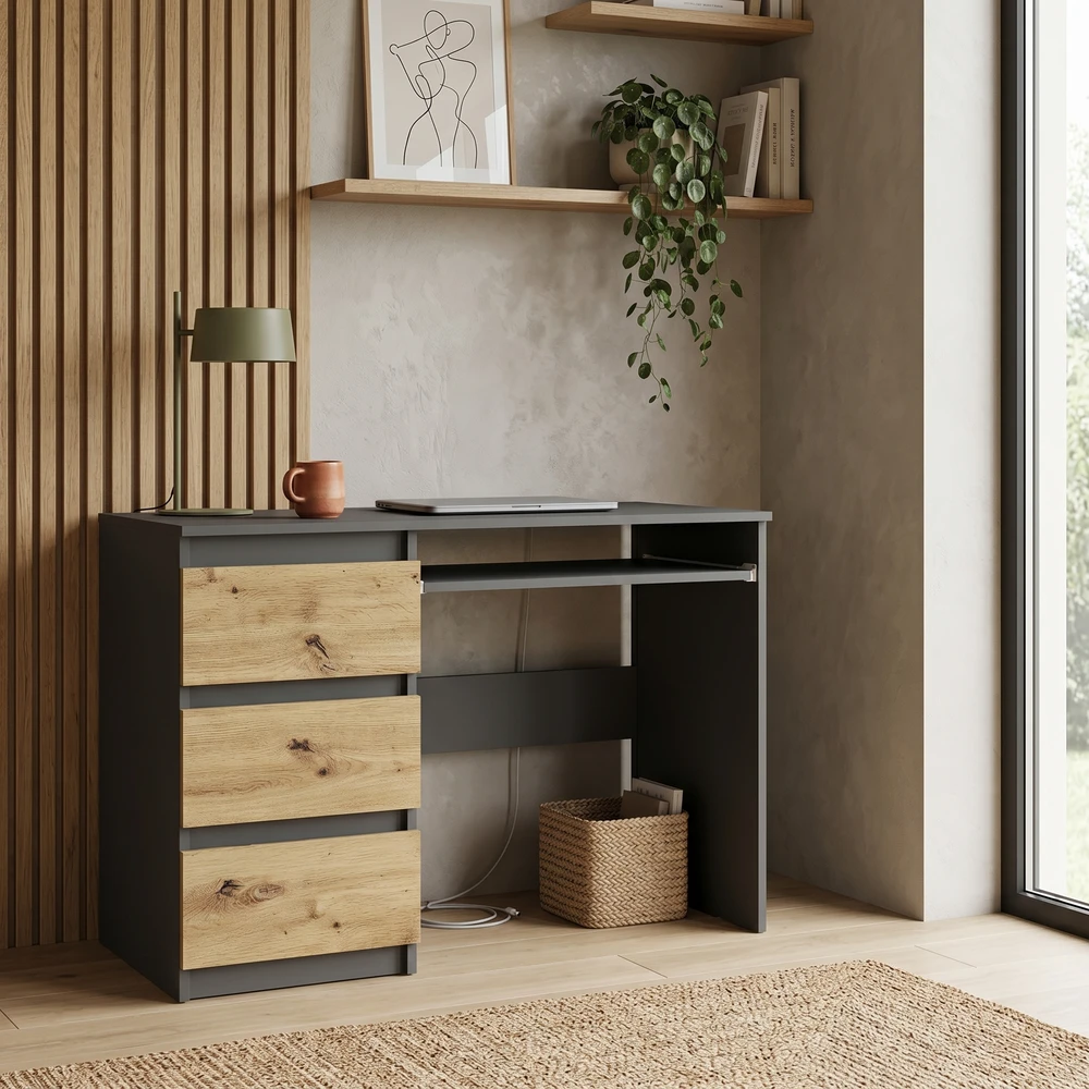 Loftowe biurko z szufladami 96 cm EVO dąb artisan Loftowe biurko z szufladami 96 cm EVO dąb artisan