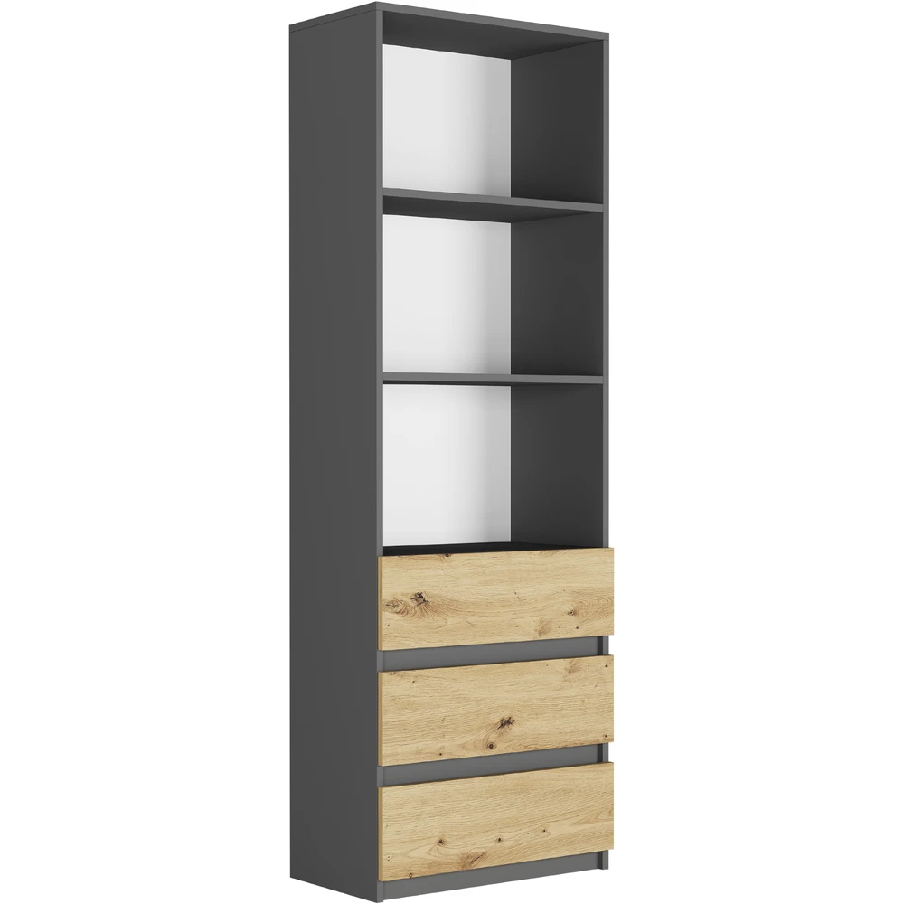 Biały regał na książki 60 cm do salonu z szufladami EVO Loftowy regał na książki 60 cm do salonu z szufladami EVO