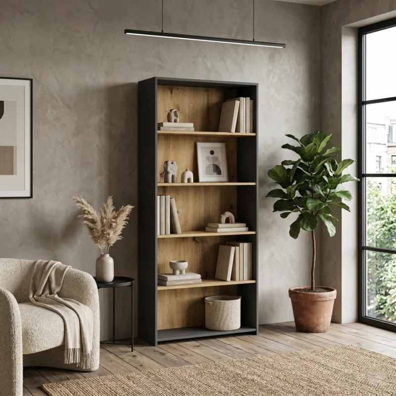 Loftowy regał na książki 80 cm do salonu EVO Loftowy regał na książki 80 cm do salonu EVO