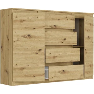 Nowoczesna dwudrzwiowa komoda 140 cm z szufladami EVO dąb artisan Nowoczesna dwudrzwiowa komoda 140 cm z szufladami EVO dąb artisan