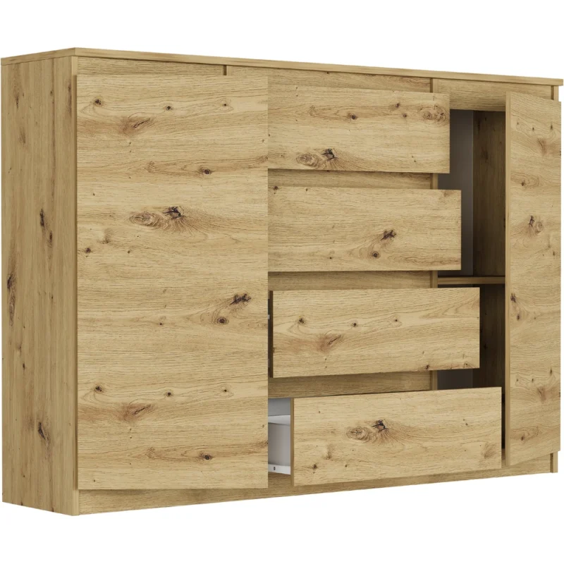 Nowoczesna dwudrzwiowa komoda 140 cm z szufladami EVO dąb artisan Nowoczesna dwudrzwiowa komoda 140 cm z szufladami EVO dąb artisan