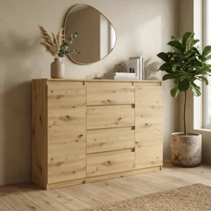 Nowoczesna dwudrzwiowa komoda 140 cm z szufladami EVO dąb artisan Nowoczesna dwudrzwiowa komoda 140 cm z szufladami EVO dąb artisan