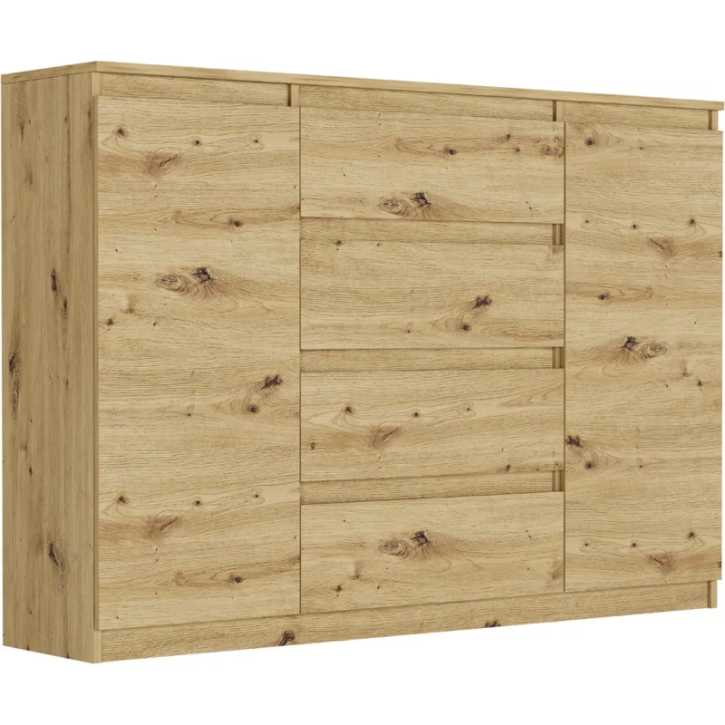 Nowoczesna dwudrzwiowa komoda 140 cm z szufladami EVO dąb artisan Nowoczesna dwudrzwiowa komoda 140 cm z szufladami EVO dąb artisan