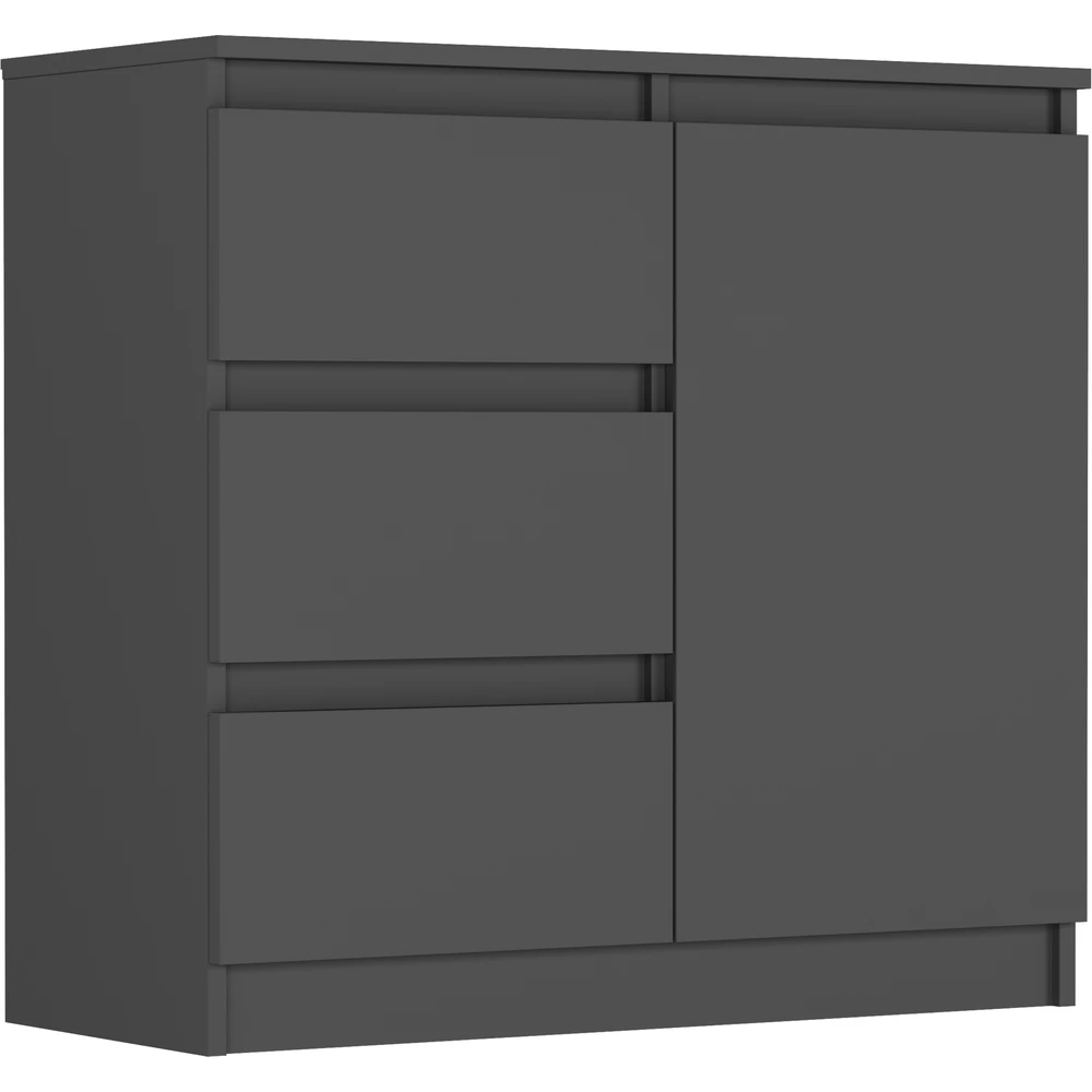 Biała komoda z szufladami 80 cm do salonu EVO Nowoczesna komoda 80 cm z szufladami do salonu EVO antracyt
