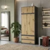 Nowoczesna szafa uchylna 90 cm z szufladami i drążkiem EVO Nowoczesna szafa uchylna 90 cm z szufladami i drążkiem EVO