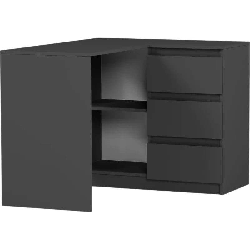 Nowoczesne biurko narożne 112 cm z szufladami EVO antracyt Nowoczesne biurko narożne 112 cm z szufladami EVO antracyt