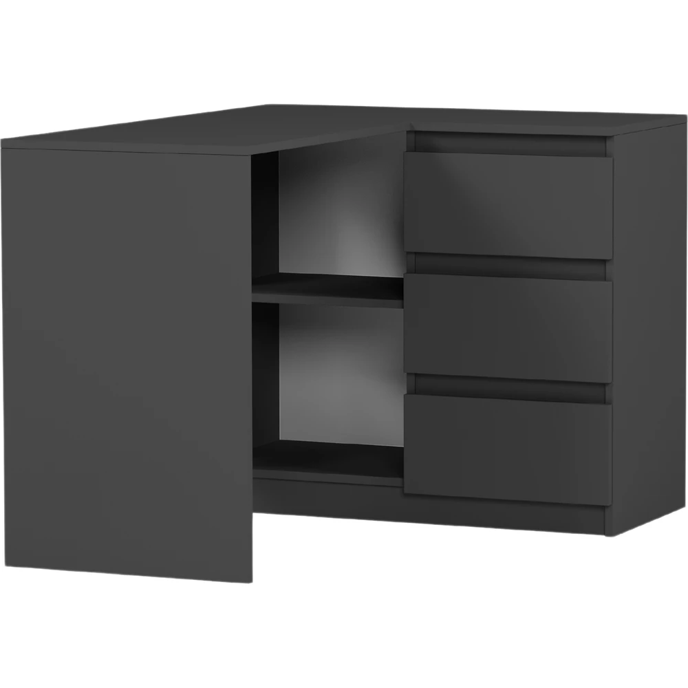 Nowoczesne biurko narożne 112 cm z szufladami EVO antracyt Nowoczesne biurko narożne 112 cm z szufladami EVO antracyt