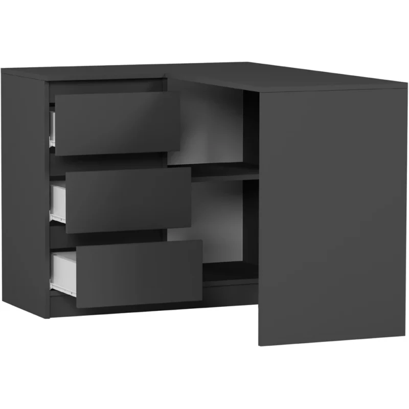 Nowoczesne biurko narożne 112 cm z szufladami EVO antracyt Nowoczesne biurko narożne 112 cm z szufladami EVO antracyt