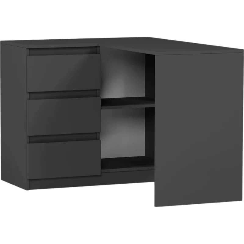 Nowoczesne biurko narożne 112 cm z szufladami EVO antracyt Nowoczesne biurko narożne 112 cm z szufladami EVO antracyt