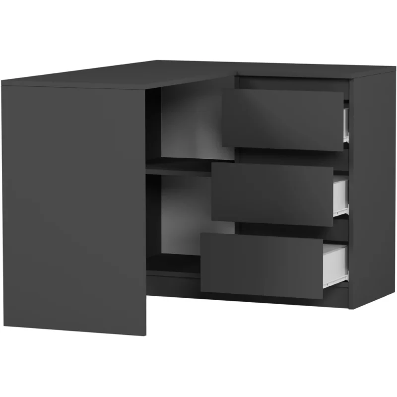 Nowoczesne biurko narożne 112 cm z szufladami EVO antracyt Nowoczesne biurko narożne 112 cm z szufladami EVO antracyt