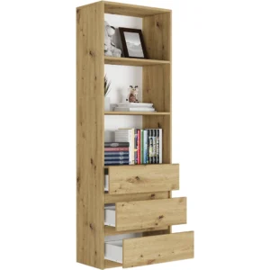 Nowoczesny regał na książki 60 cm z szufladami EVO dąb artisan Nowoczesny regał na książki 60 cm z szufladami EVO dąb artisan