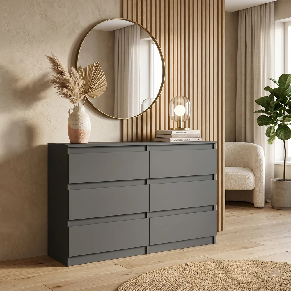 Biała komoda 120 cm z szufladami do sypialni EVO Pojemna komoda 120 cm z szufladami do sypialni EVO