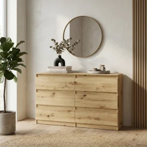 Pojemna nowoczesna komoda 140 cm z szufladami EVO dąb artisan Pojemna nowoczesna komoda 140 cm z szufladami EVO dąb artisan