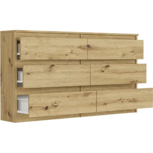 Pojemna nowoczesna komoda 140 cm z szufladami EVO dąb artisan Pojemna nowoczesna komoda 140 cm z szufladami EVO dąb artisan