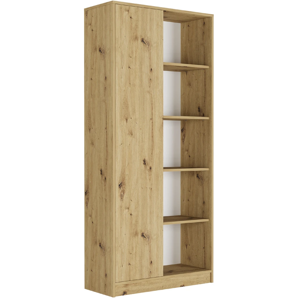 Duży biały regał na książki 80 cm do salonu EVO Regał 80 cm z drzwiami do nowoczesnego salonu EVO