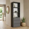 Regał na książki 60 cm do salonu z szufladami EVO antracyt Regał na książki 60 cm do salonu z szufladami EVO antracyt