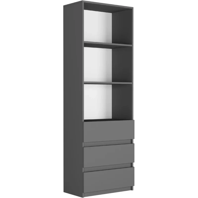 Regał na książki 60 cm do salonu z szufladami EVO antracyt Regał na książki 60 cm do salonu z szufladami EVO antracyt