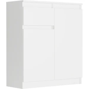 Wysoka biała komoda 80 cm z szufladami i drzwiami Evo – 1 szuflada, 2 drzwi