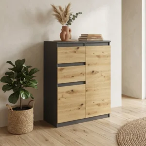 Wysoka loftowa komoda z szufladami 80 cm i drzwiami EVO Wysoka loftowa komoda z szufladami 80 cm i drzwiami EVO