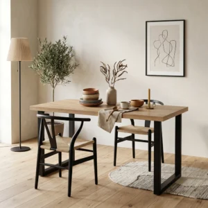 Stół 128x67 cm na metalowych nóżkach w kształcie U RAW dąb craft złoty Stół 128x67 cm na metalowych nóżkach w kształcie U RAW dąb craft złoty