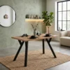Stół 128x67 cm na metalowych nóżkach w kształcie Y RAW dąb craft złoty Stół 128x67 cm na metalowych nóżkach w kształcie Y RAW dąb craft złoty