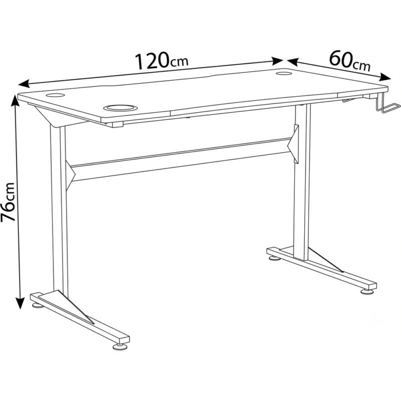 Biurko gamingowe 120 cm GAME czarne z uchwytem na kubek Biurko gamingowe 120 cm GAME czarne z uchwytem na kubek