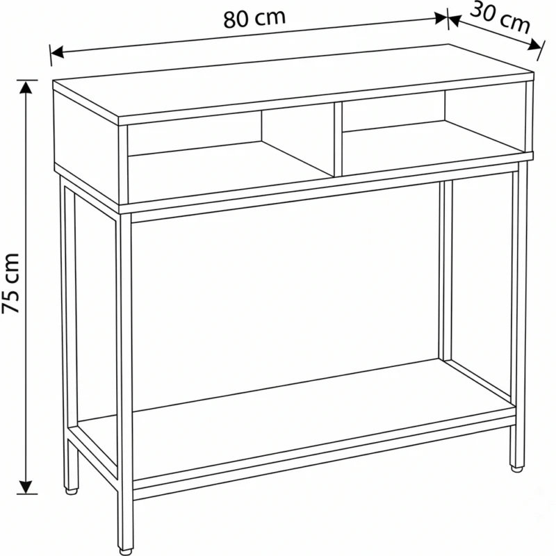 Konsola do przedpokoju 80 cm z półkami INES dąb naturalny Konsola do przedpokoju 80 cm z półkami INES dąb naturalny