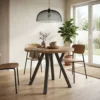 Stół okrągły do jadalni 80x80 cm na metalowych nogach LOGAN dąb craft + czarny Stół okrągły do jadalni 80x80 cm na metalowych nogach LOGAN dąb craft + czarny