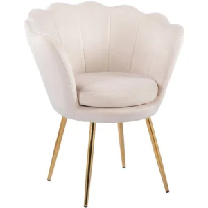 Fotel muszelka do salonu welurowy beż SHELL glamour Fotel muszelka do salonu welurowy beż SHELL glamour