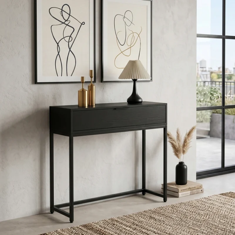 Konsola z szufladą 80 cm do przedpokoju INES czarna Konsola z szufladą 80 cm do przedpokoju INES czarna