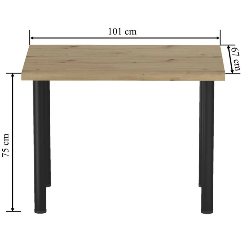 Stół 128x67 cm na metalowych nóżkach RAW dąb craft złoty + czarny Stół 128x67 cm na metalowych nóżkach RAW dąb craft złoty + czarny