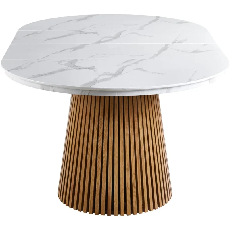 Stół okrągły rozkładany 120x200 cm RONDO MDF biały marmur Stół okrągły rozkładany 120x200 cm RONDO MDF biały marmur