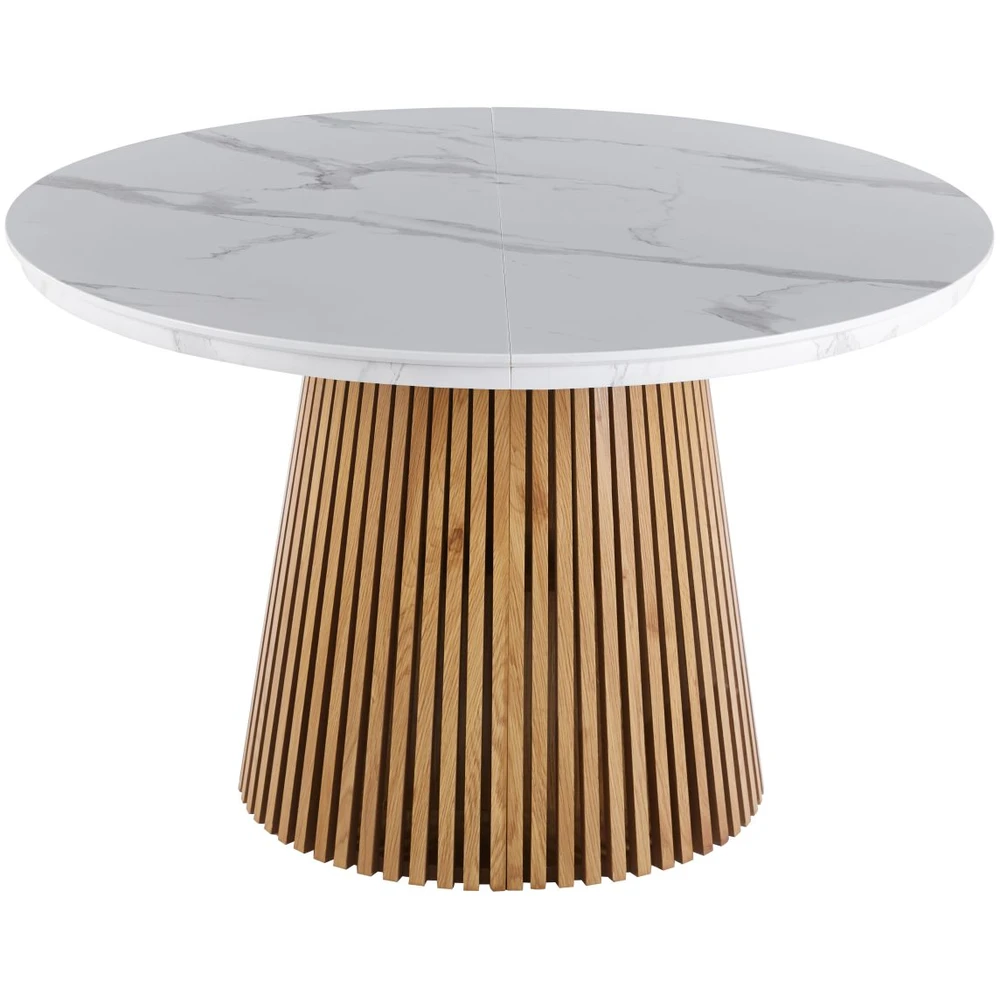 Stół okrągły rozkładany 120x200 cm RONDO MDF biały marmur Stół okrągły rozkładany 120x200 cm RONDO MDF biały marmur