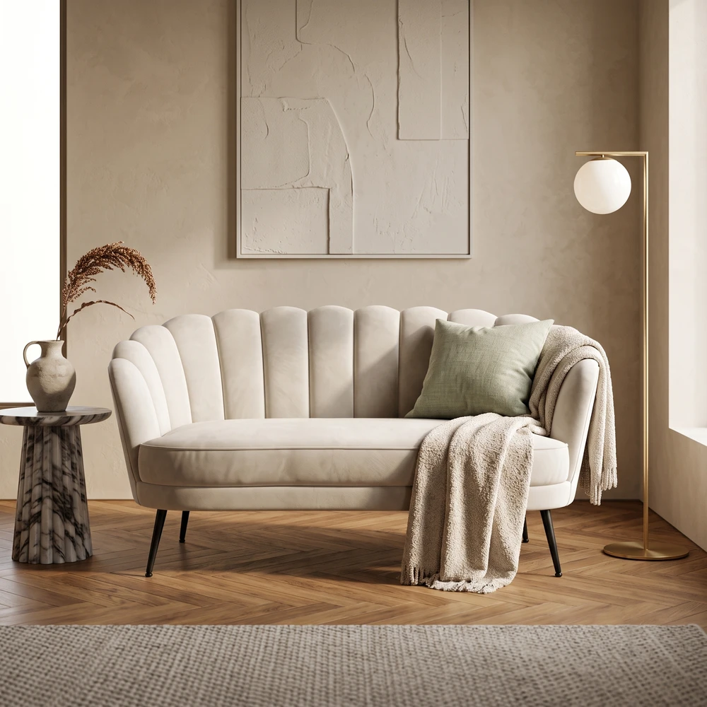 Sofa glamour do salonu MOKKA beżowy welur
