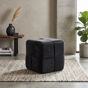 Pufa kwadratowa kostka CUBE czarny szenil Pufa kwadratowa kostka CUBE czarny szenil