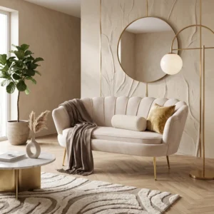 Sofa glamour do salonu MOKKA beżowy welur Sofa glamour do salonu MOKKA beżowy welur