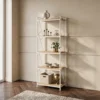 Regał na książki 60 cm do salonu COBLE dąb naturalny + biały Regał na książki 60 cm do salonu COBLE dąb naturalny + biały