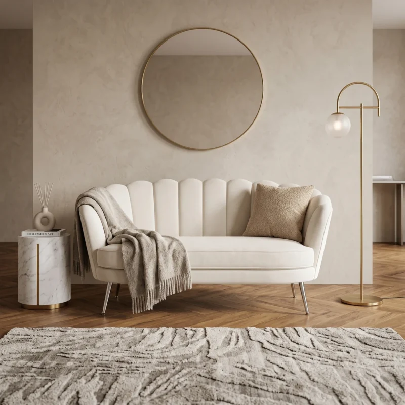 Sofa glamour do salonu MOKKA beżowy welur Sofa glamour do salonu MOKKA beżowy welur