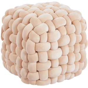 Pufa pleciona Soft – welur, beż