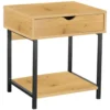 Szafka nocna z szufladą 48 cm na nóżkach ASLY dąb naturalny + czarny Szafka nocna z szufladą 48 cm na nóżkach ASLY dąb naturalny + czarny