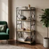 Niski regał na książki 60 cm do salonu COBLE dąb naturalny + czarny Niski regał na książki 60 cm do salonu COBLE dąb naturalny + czarny